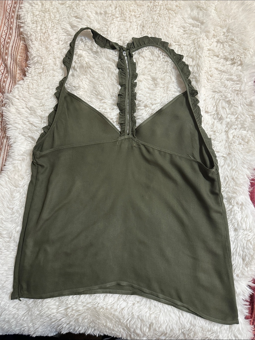 On The Road Olive Ruffle-Back V-Neck Camisole Tank - Picture 4 of 8